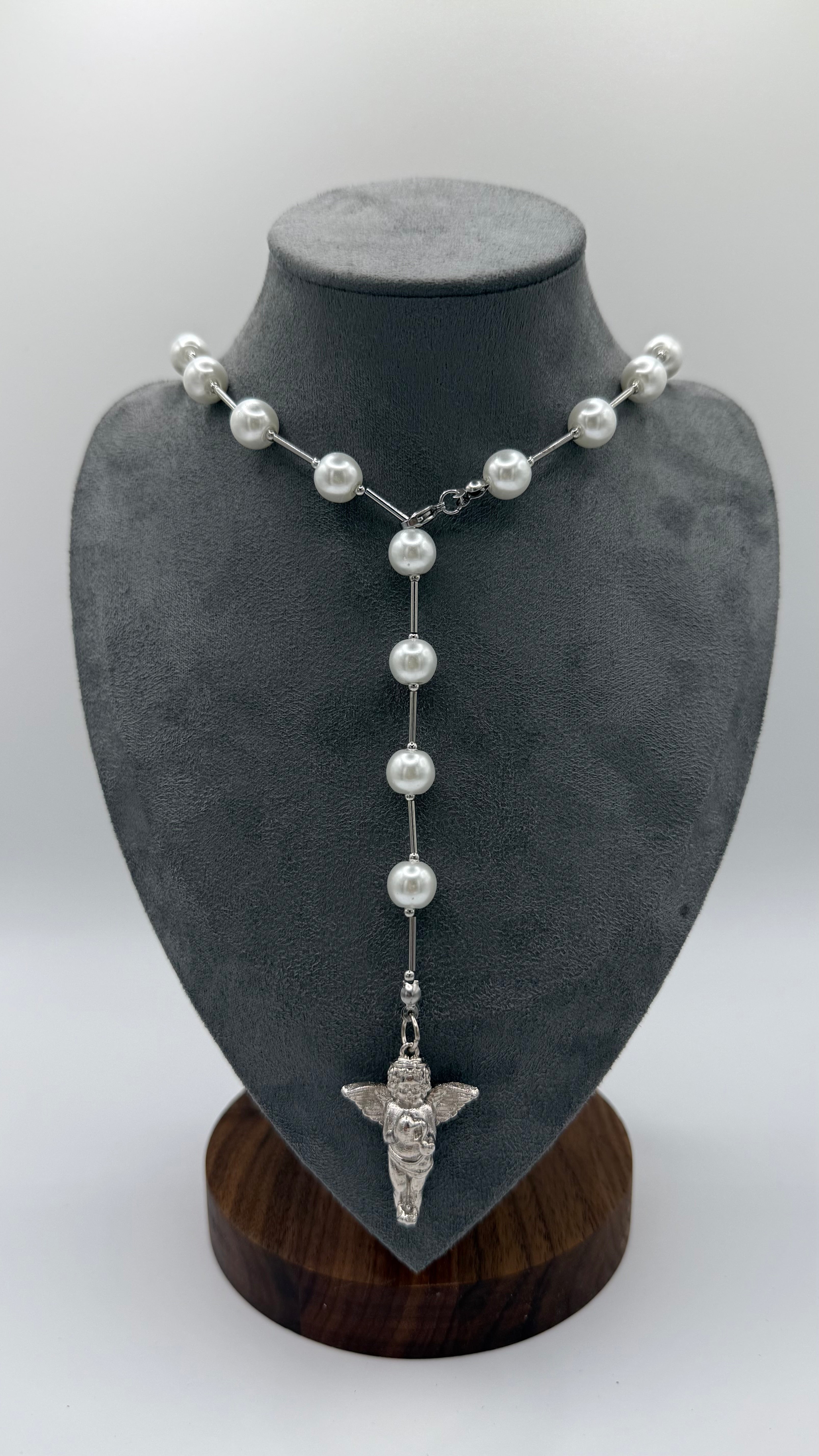 COLLAR ROSARIO CHERRY PLATA