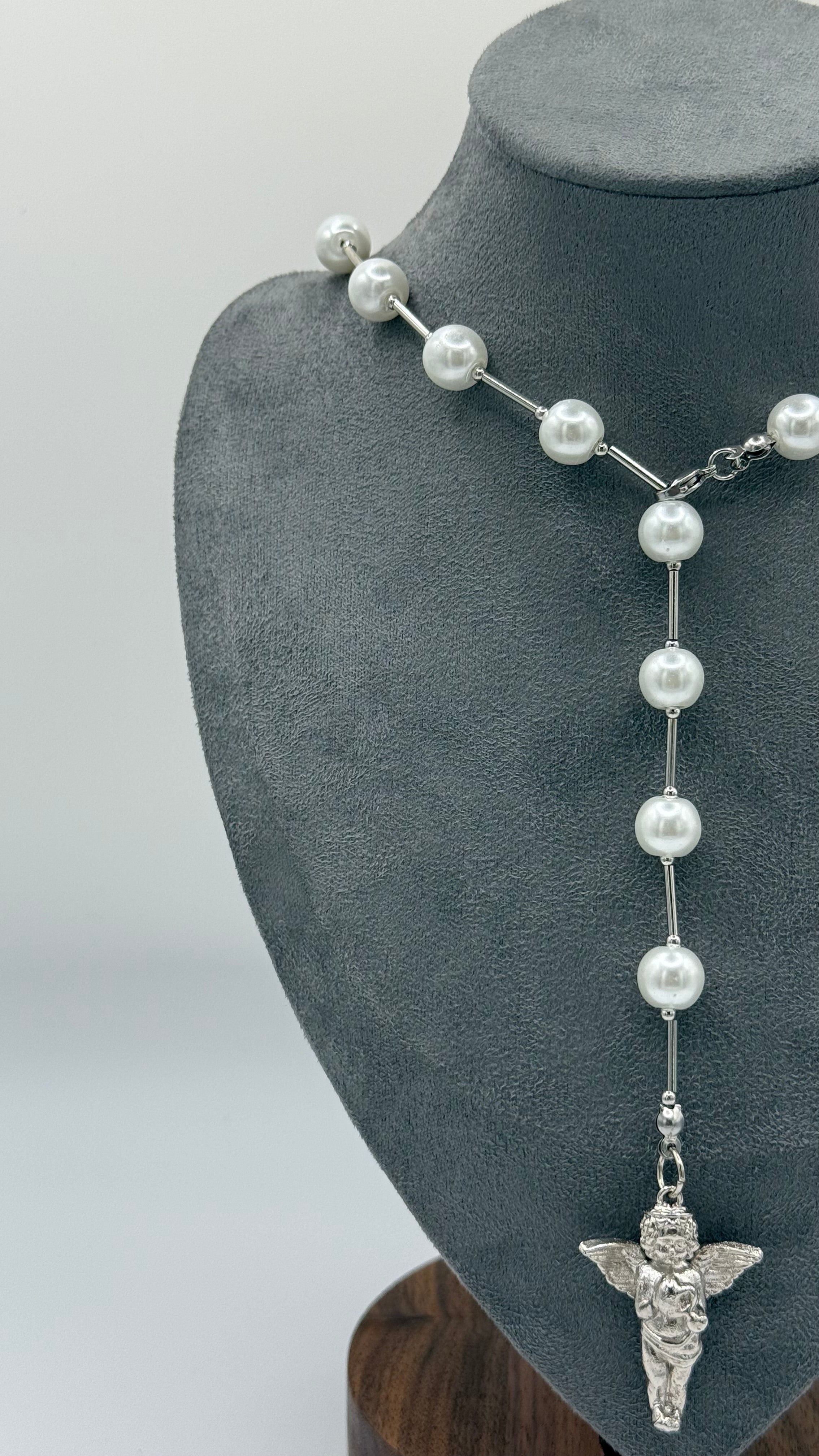 COLLAR ROSARIO CHERRY PLATA