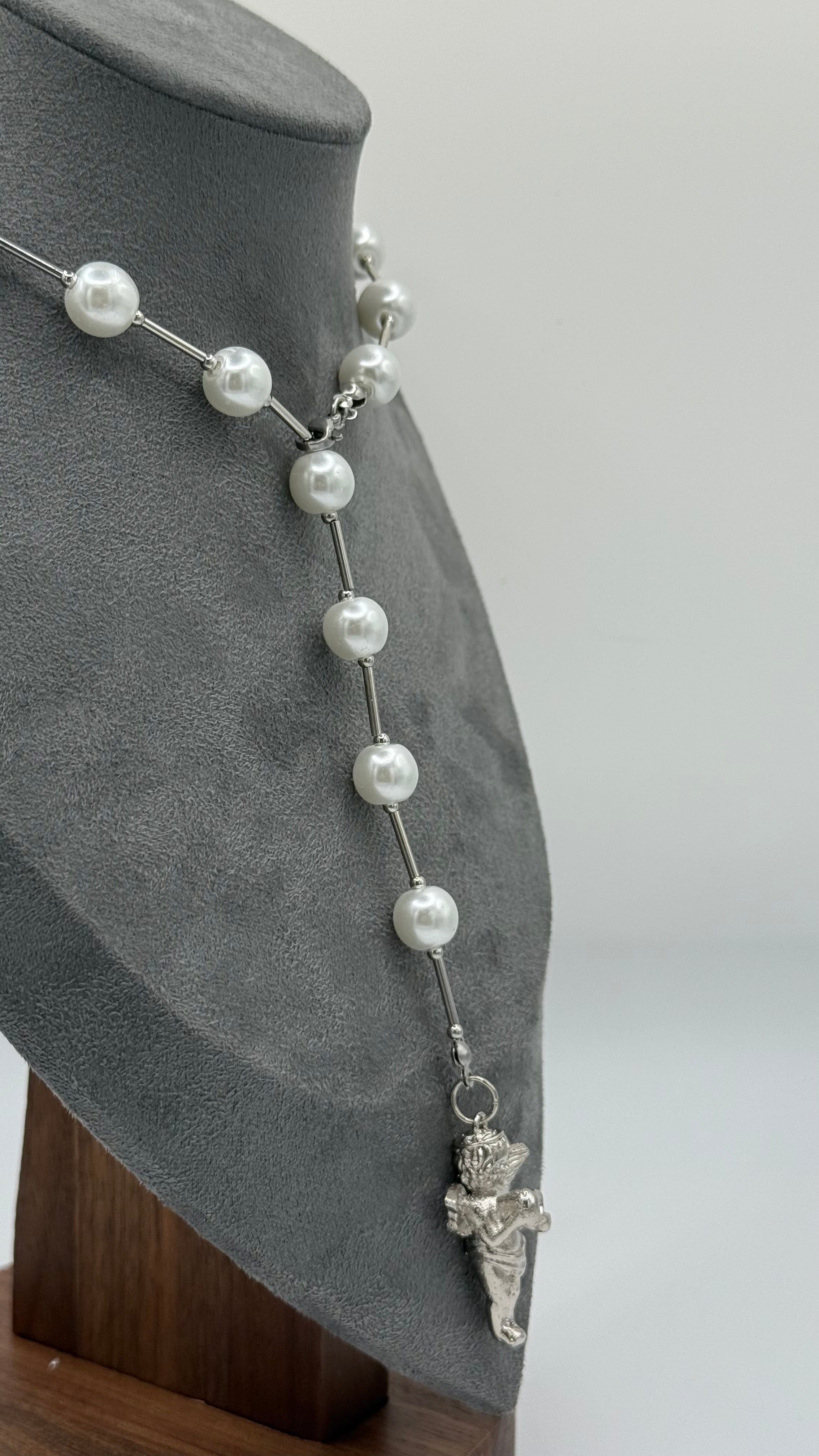 COLLAR ROSARIO CHERRY PLATA